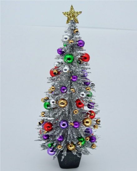 (image for) 5.75 Silver 1960's Retro style Dollshouse Christmas Tree